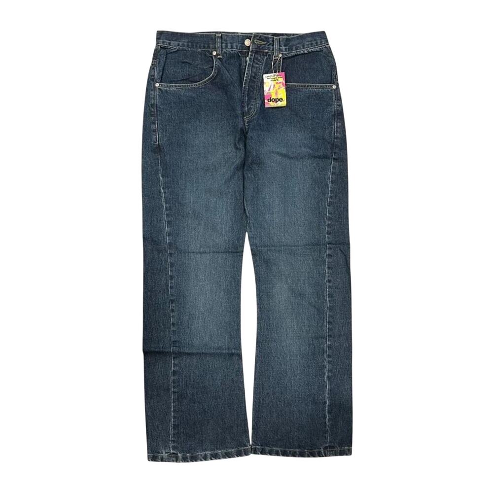 Dope Dirk Blast Wash Men's Y2K New with Tag Straight Leg Denim Jean W36 L32